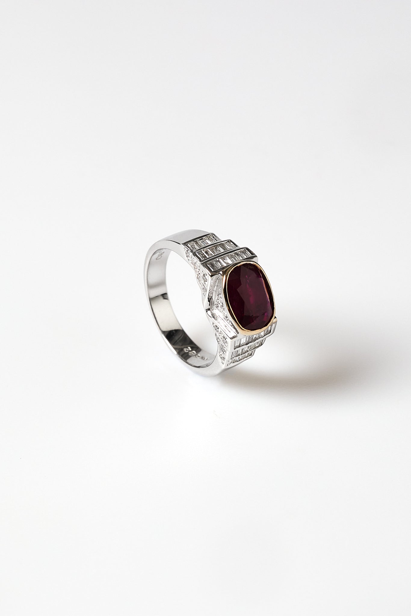 Surround two tone Ruby ring