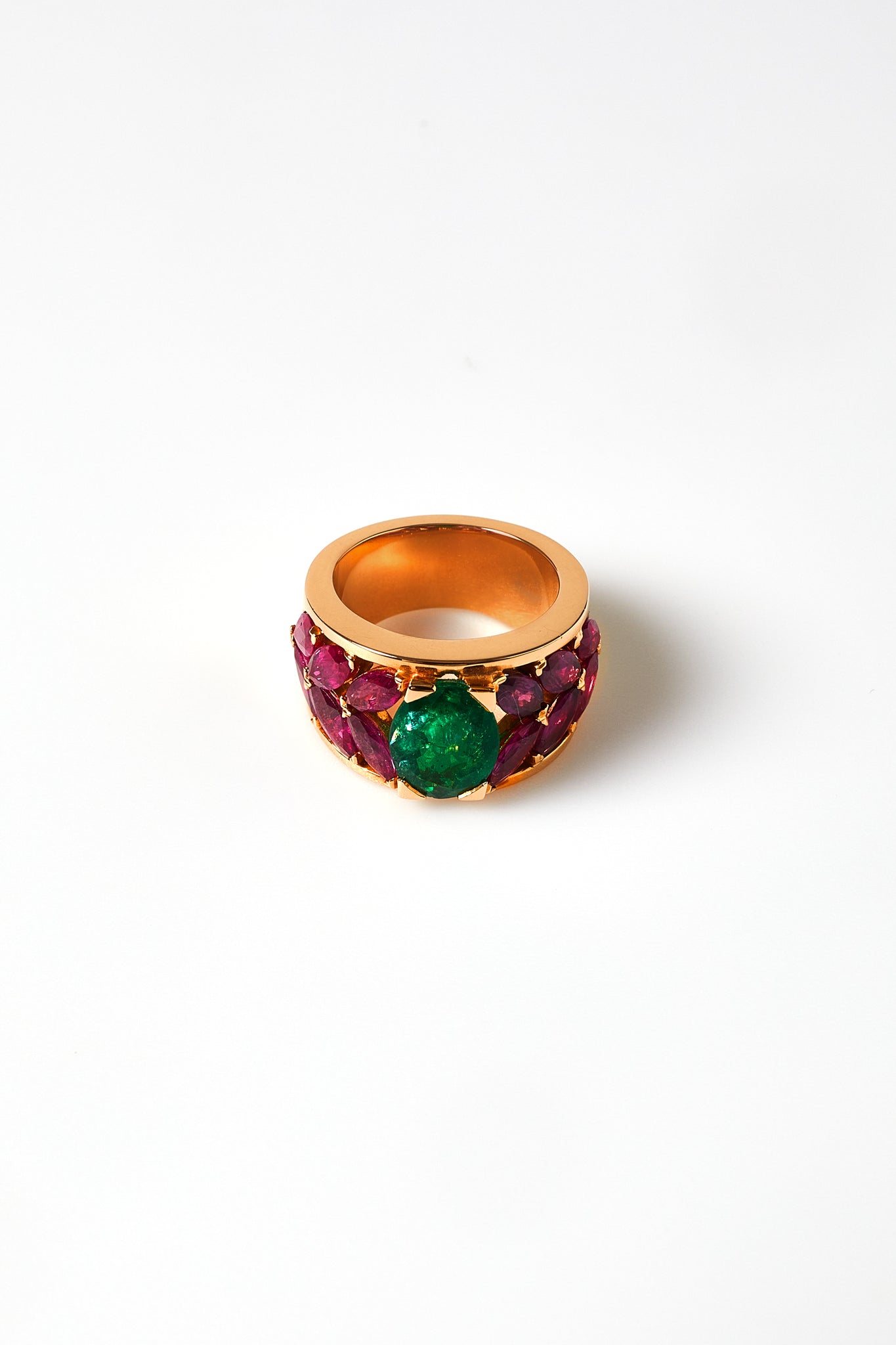 Surround Emerald and Ruby ring